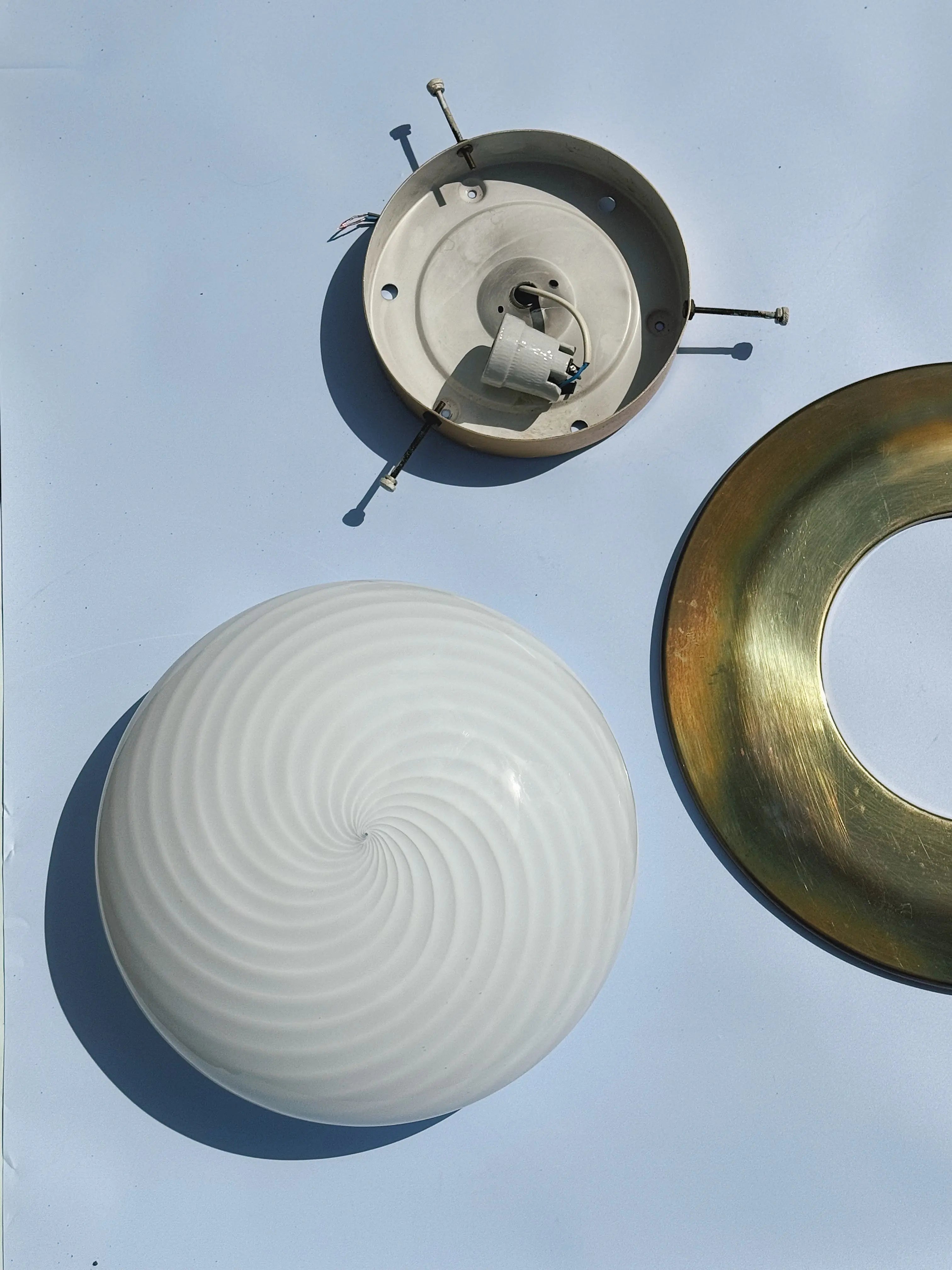 Vintage Murano Plafondlampe med Messingkant | Ø36 cm Studio Hafnia