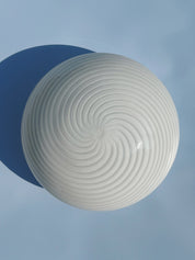 Vintage Murano Swirl Plafond Lampe | Hvid Ø28 cm – Loft eller Vægmontering Studio Hafnia