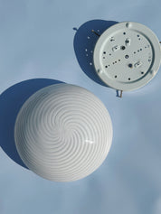 Vintage Murano Swirl Plafond Lampe | Hvid Ø28 cm – Loft eller Vægmontering Studio Hafnia