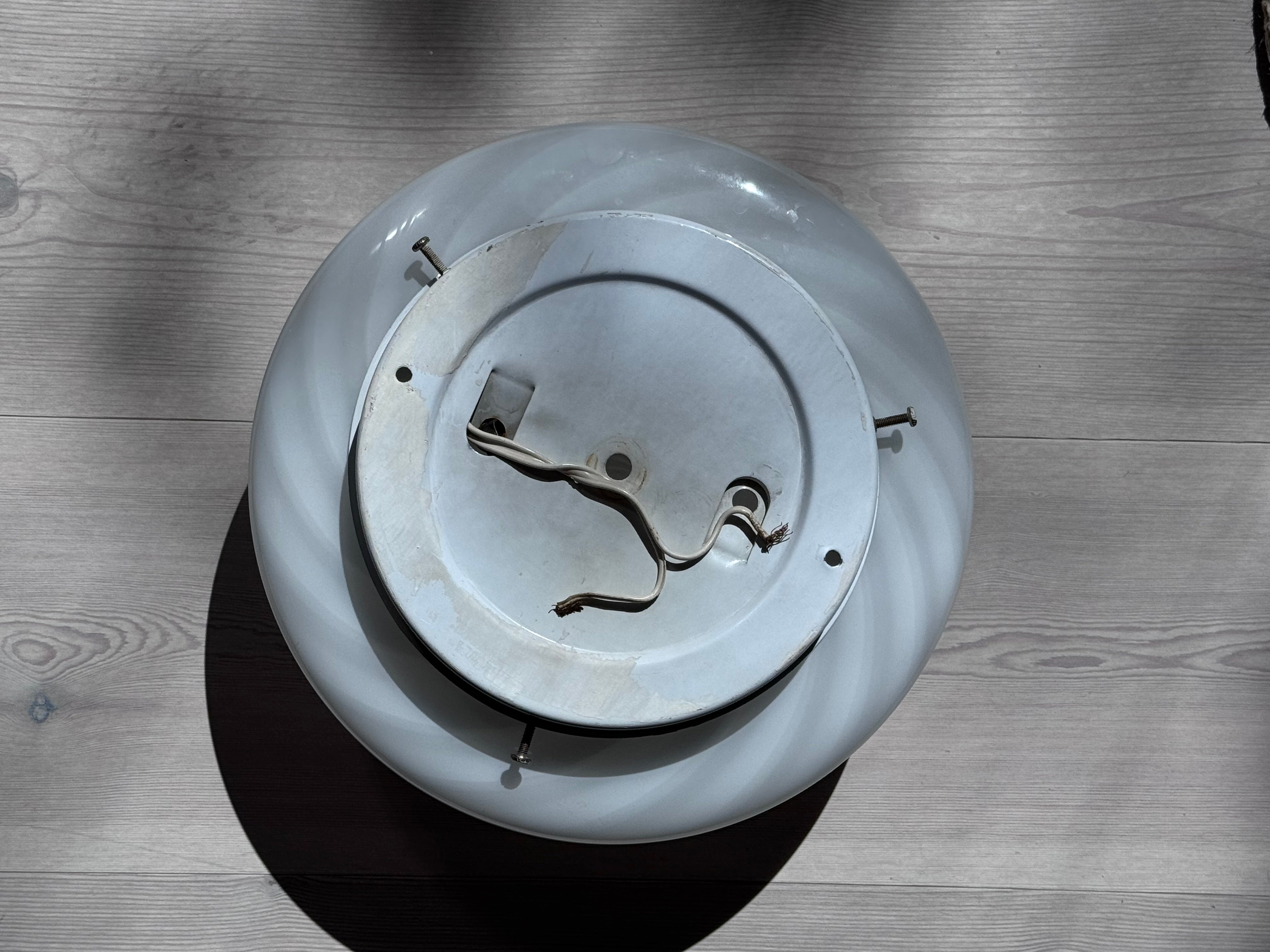 Vintage Murano Swirl Plafond Loft-/Væglampe | Hvid | 29 cm
