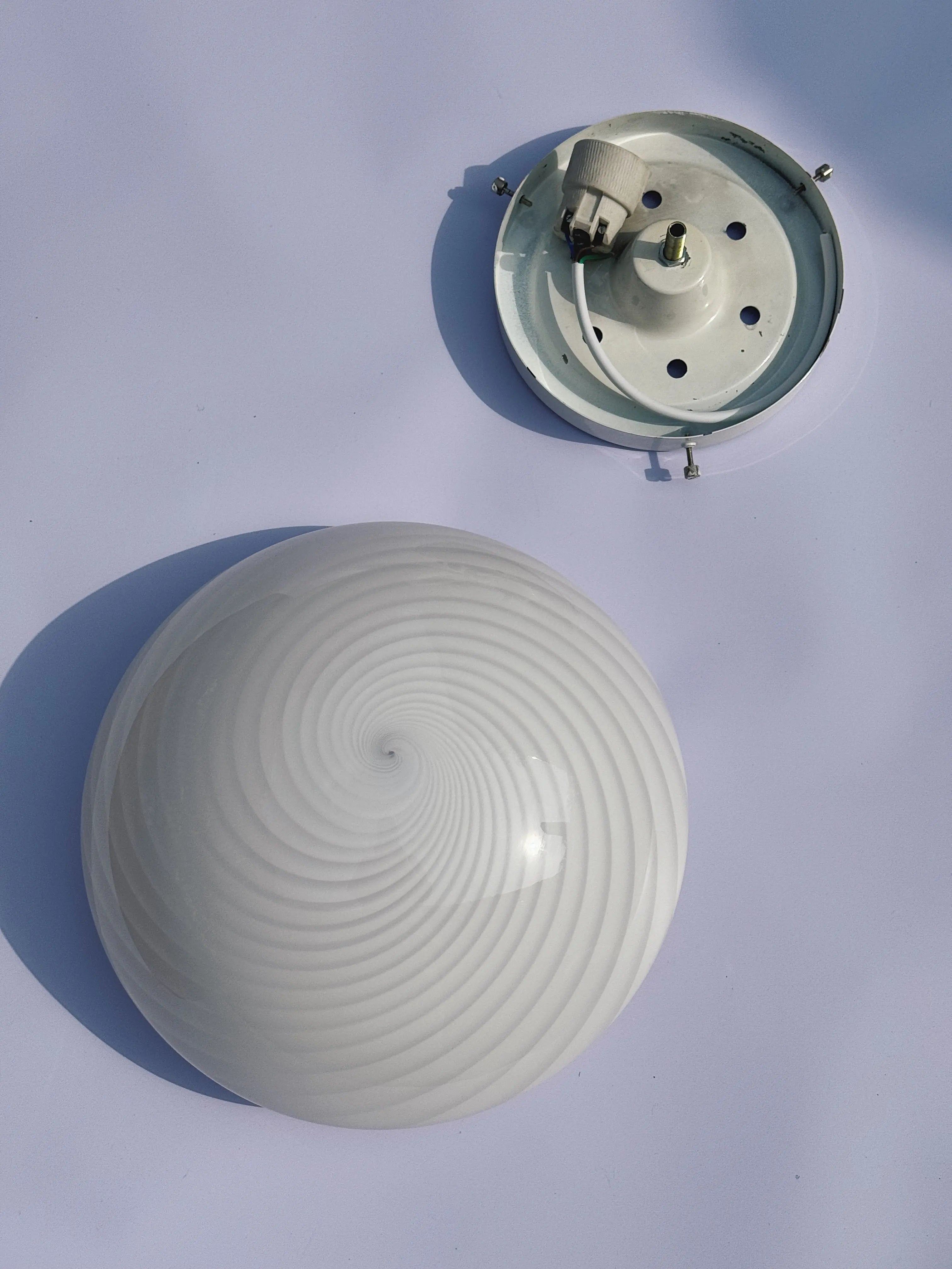 Vintage Murano Swirl Plafond lofts/væglampe | Hvid 28 cm Studio Hafnia