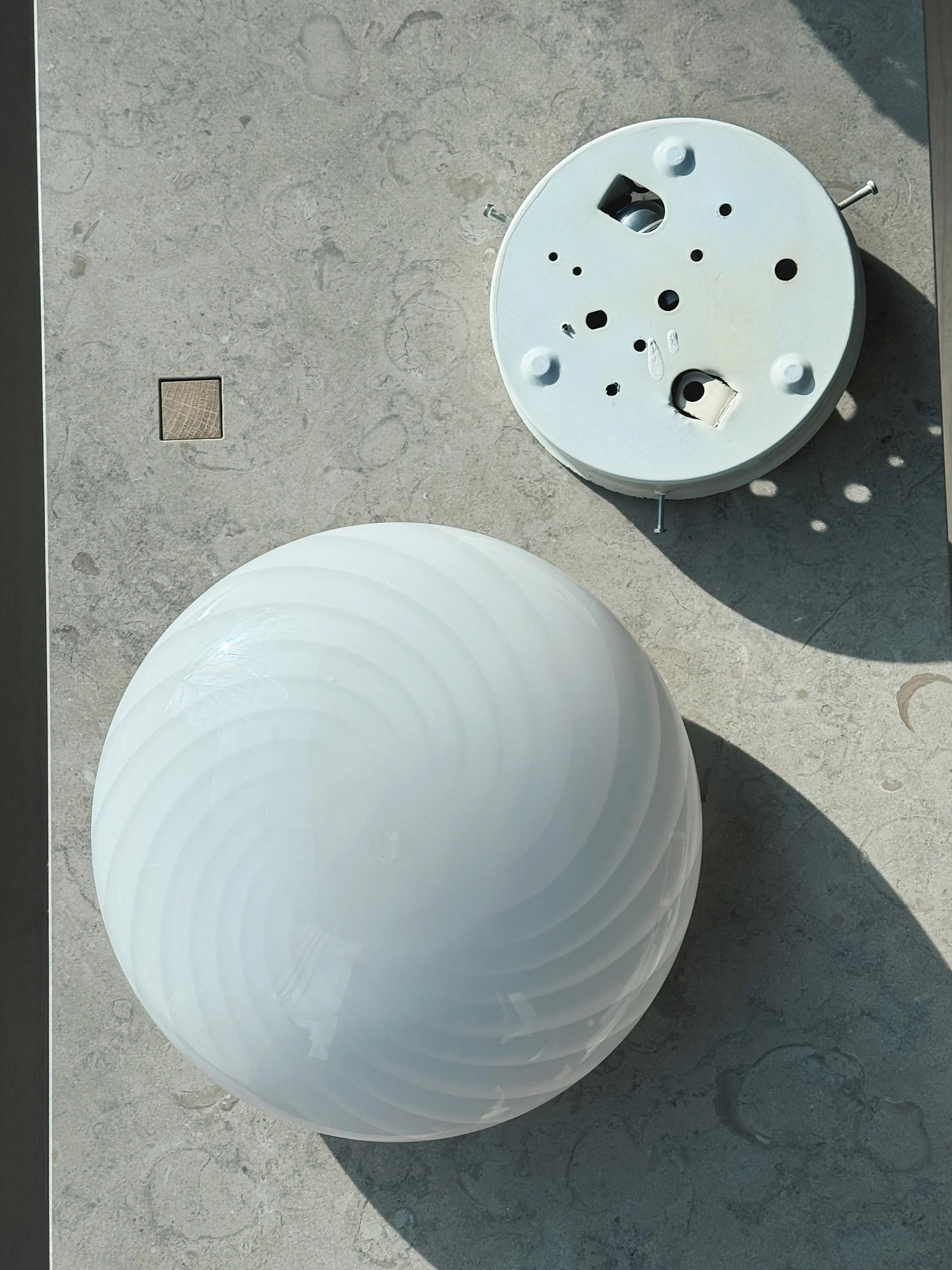 Vintage Murano Swirl Plafond lofts/væglampe | Hvid 28 cm Studio Hafnia