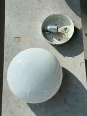 Vintage Murano Swirl Plafond lofts/væglampe | Hvid 28 cm Studio Hafnia
