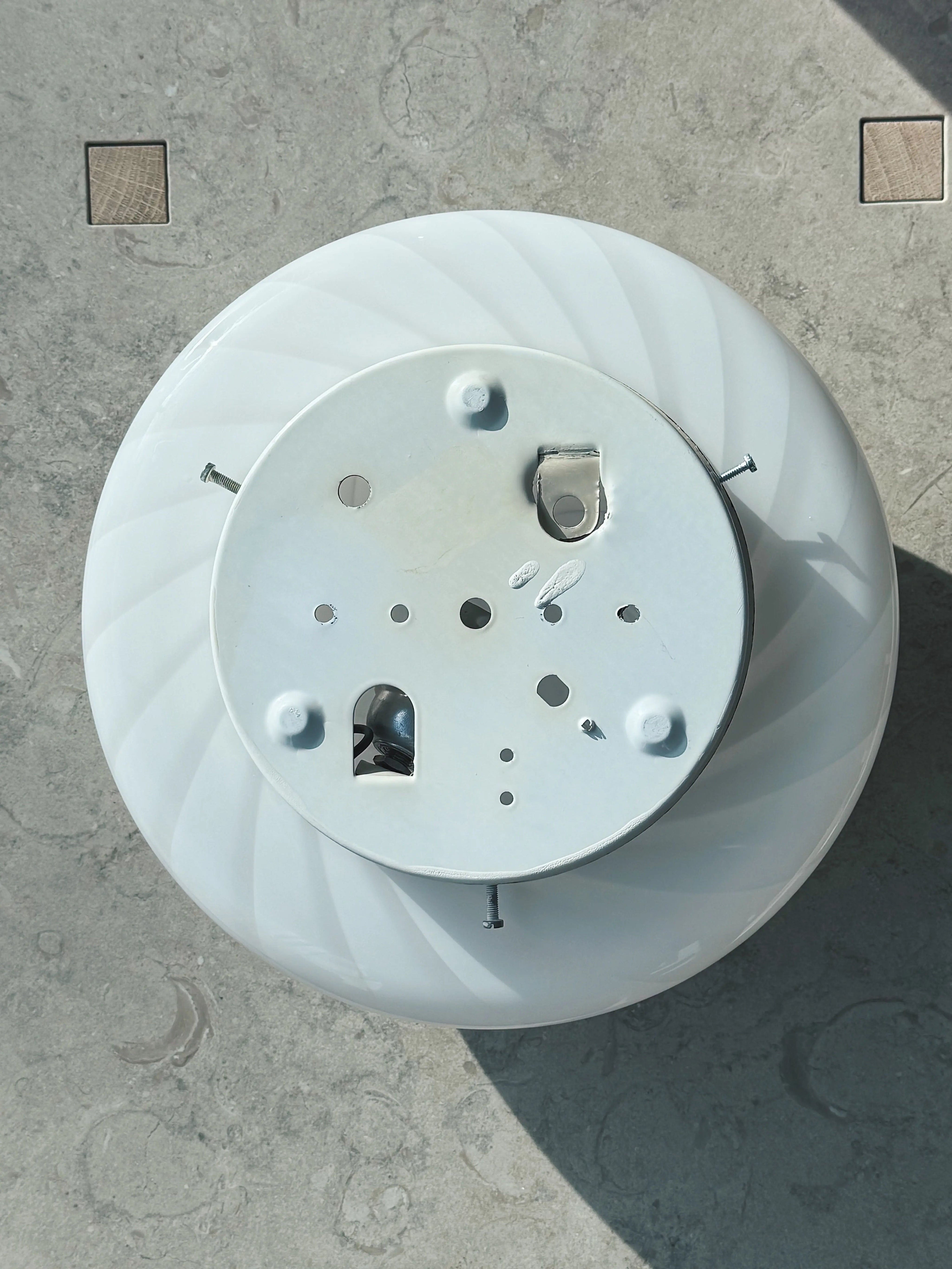 Vintage Murano Swirl Plafond lofts/væglampe | Hvid 28 cm Studio Hafnia