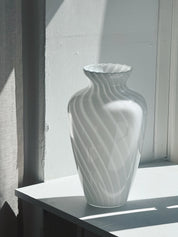 Vintage Murano Swirl Vase | Hvid H33 cm