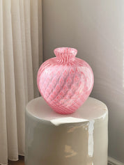 Vintage Murano Vase i Pink med Geometrisk Mønster | H27 cm Studio Hafnia