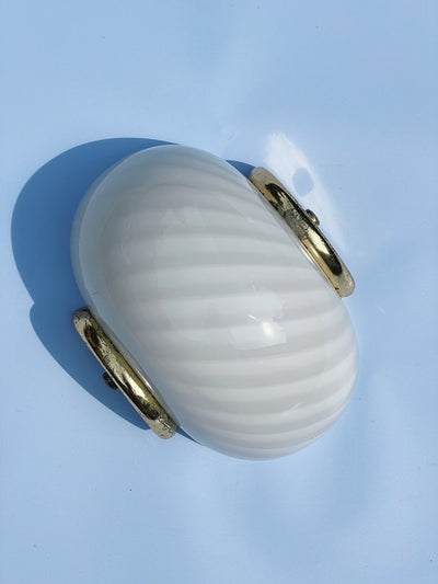 Vintage Murano hvid swirl væglampe med messing beslag Murano