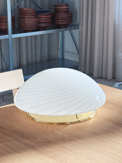 Vintage Murano plafond i opalhvidt glas med striber Ø30 cm Studio Hafnia