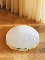 Vintage Murano plafond loftslampe/væglampe | Hvid swirl glas med messing base, Ø40 cm Studio Hafnia