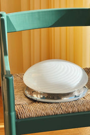 Vintage Murano plafond loftslampe/væglampe | Hvid swirl glas med sølv base, 30 cm Studio Hafnia