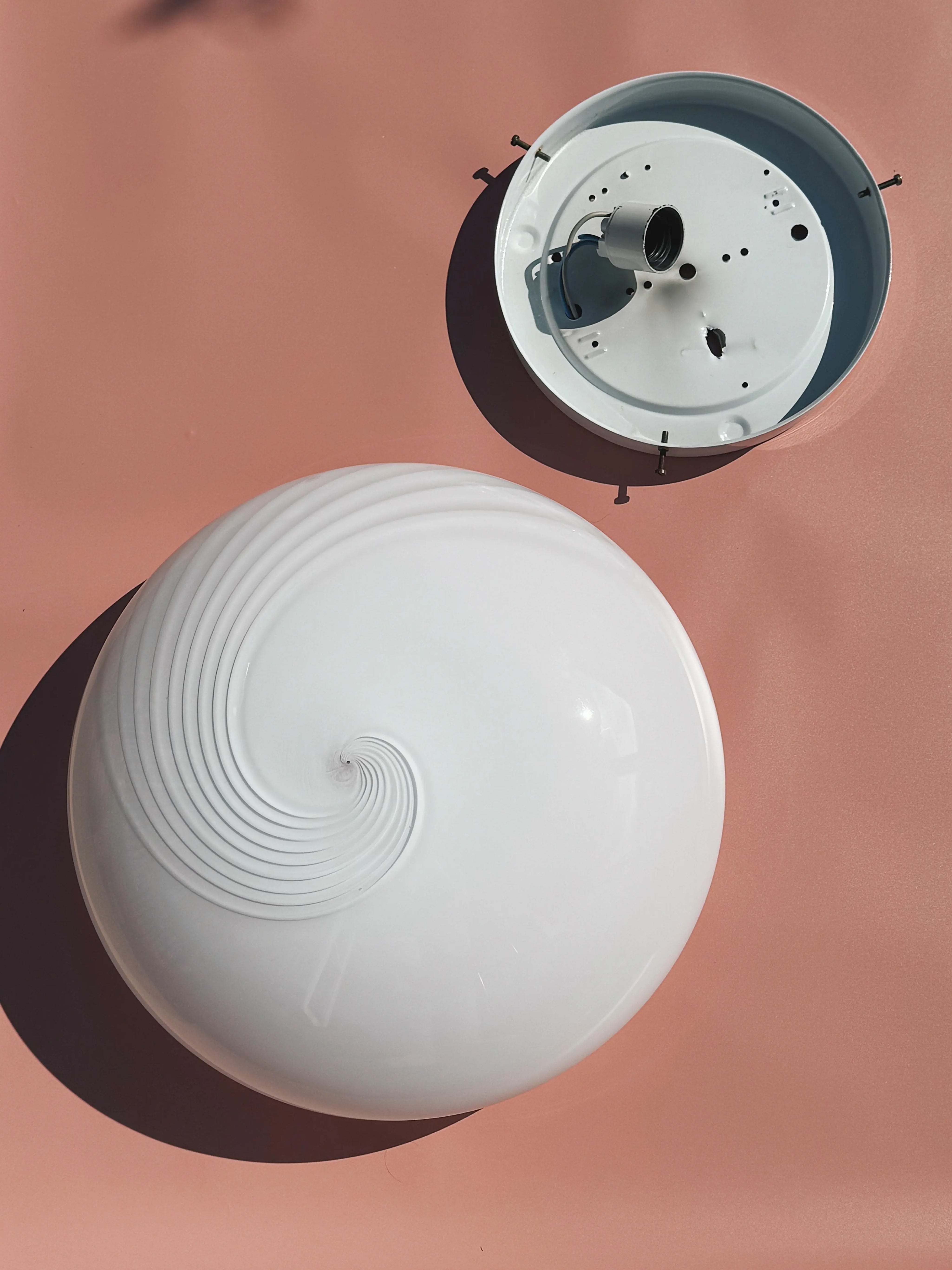 Vintage Murano plafond loftslampe/væglampe | Hvid, Ø37 cm Studio Hafnia