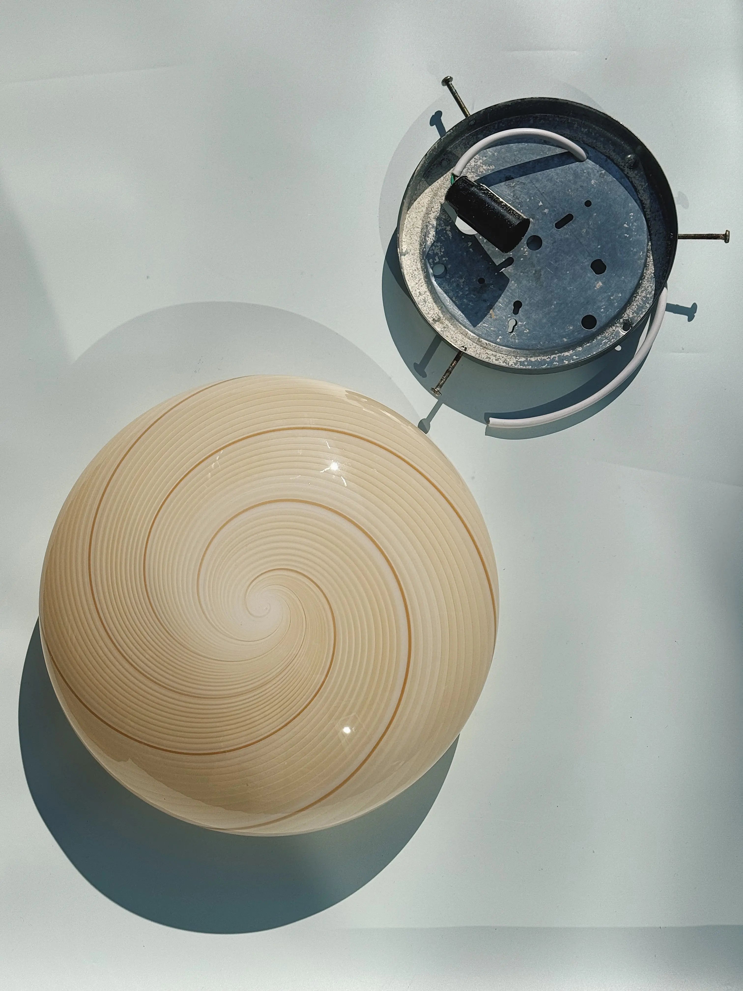 Vintage Murano plafond loftslampe/væglampe | Lysegul mønster, Ø28 cm Studio Hafnia