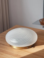 Vintage Murano plafondlampe i hvidt satin-swirl-glas | Loft- og væglampe Ø30 cm Studio Hafnia