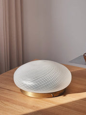 Vintage Murano plafondlampe i hvidt satin-swirl-glas | Loft- og væglampe Ø30 cm Studio Hafnia