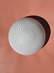 Vintage Murano plafondlampe i hvidt swirl-glas | Loft- og væglampe Ø30 cm Studio Hafnia