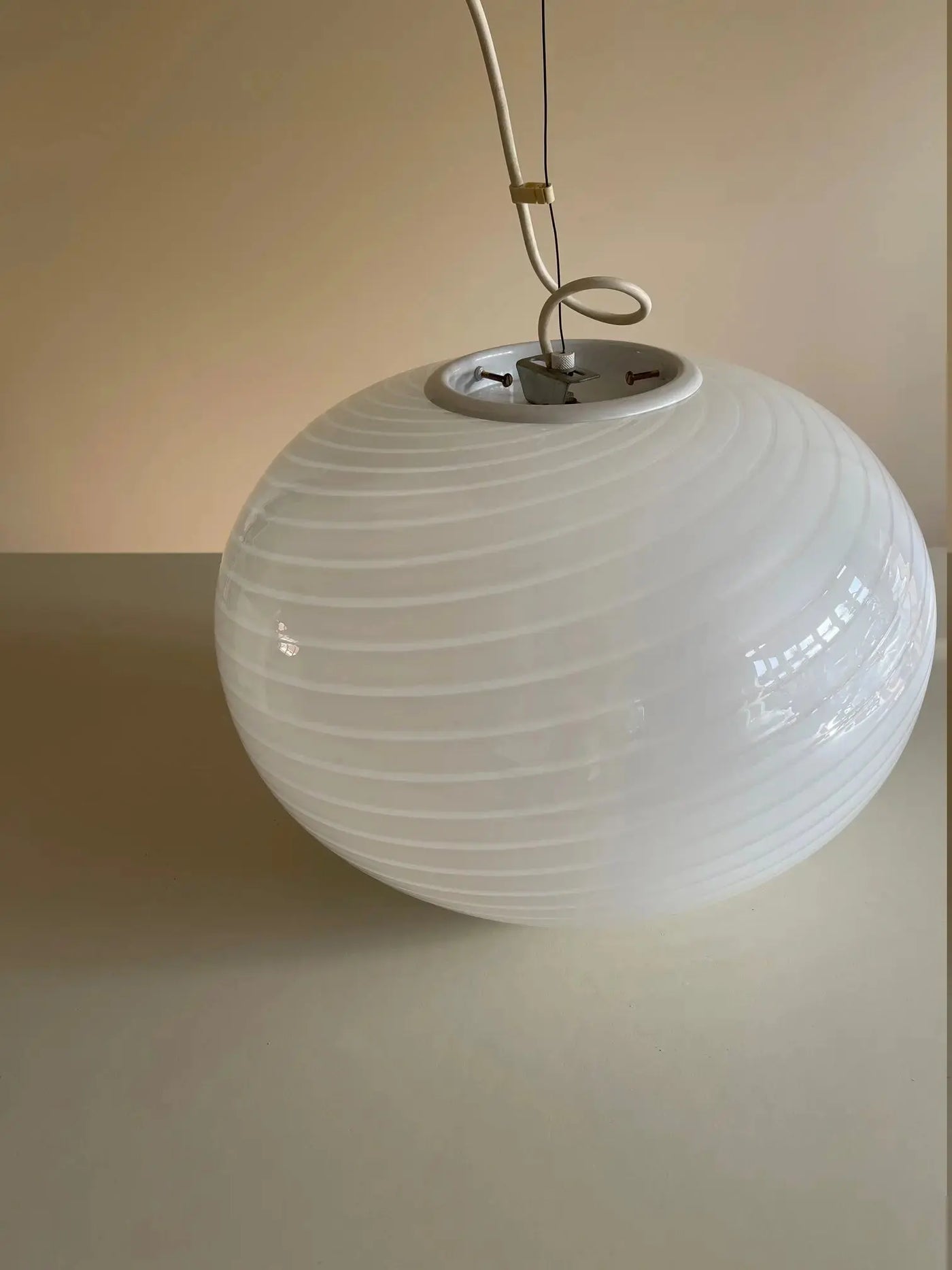 Vintage murano swirl loftslampe | Hvid, Ø45 cm Murano