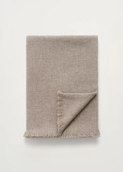 Aiayu Haya throw 150x180 cm in Pure Soil – melange greige sartuul wool with fringes