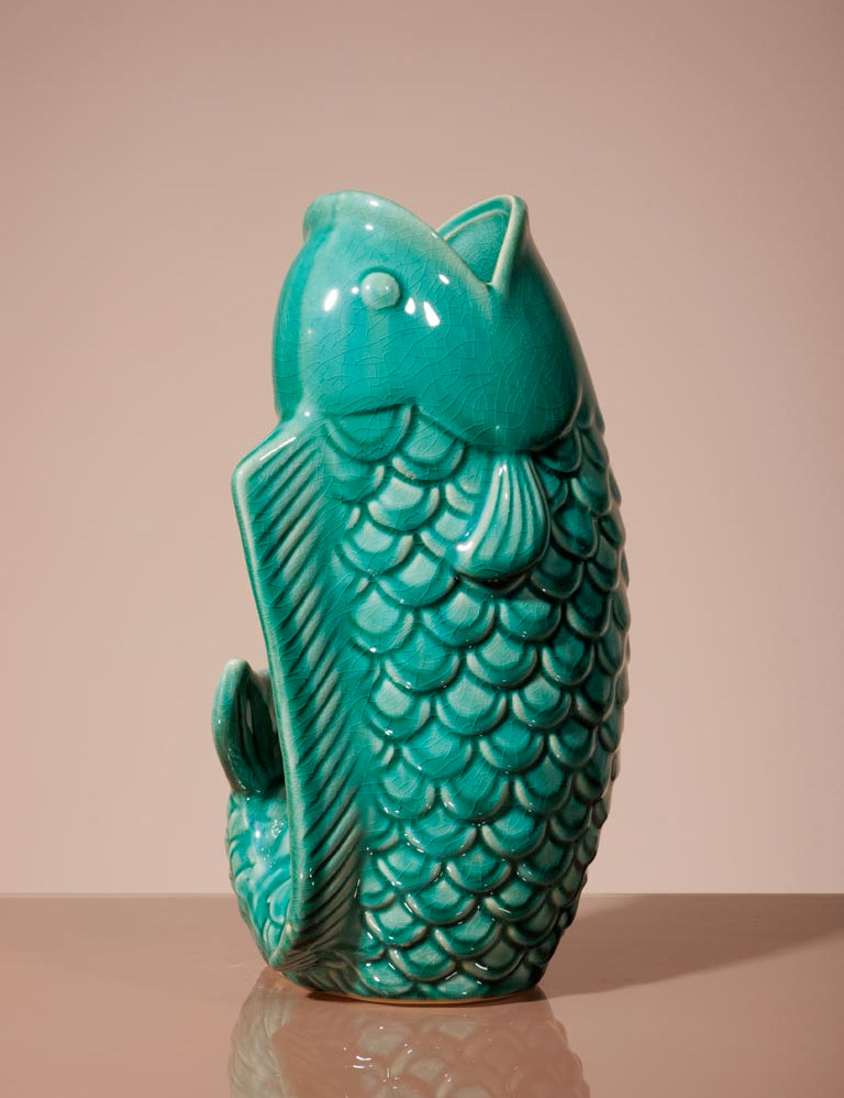 Fiskevase i keramik | Grøn Gluggle Jugs