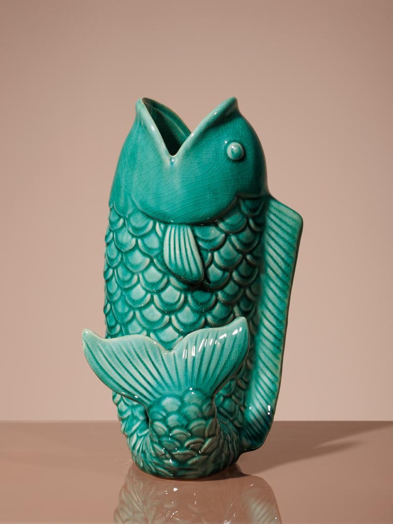 Fiskevase i keramik | Grøn Gluggle Jugs