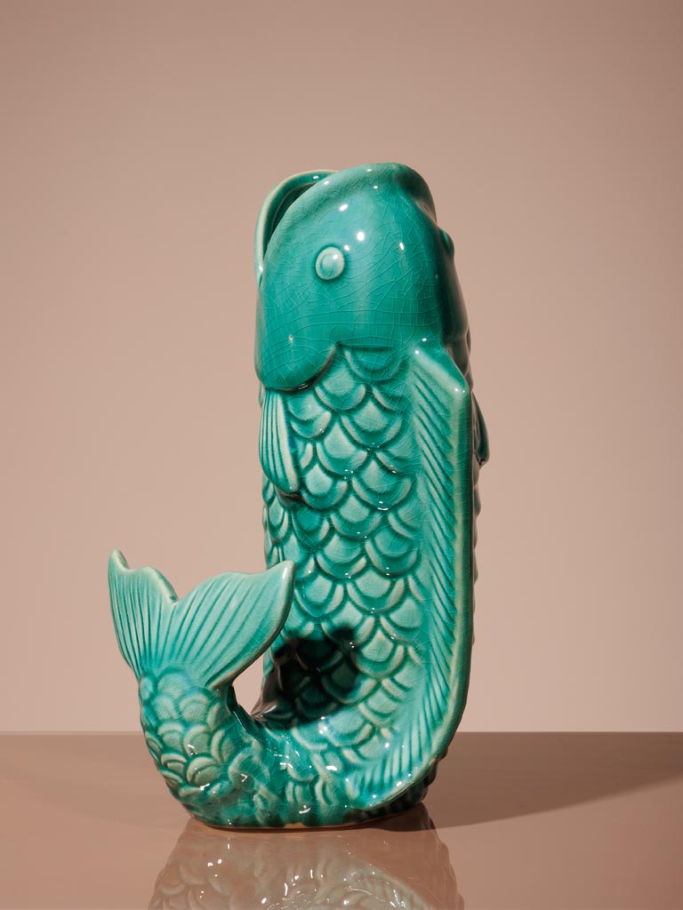 Fiskevase i keramik | Grøn Gluggle Jugs