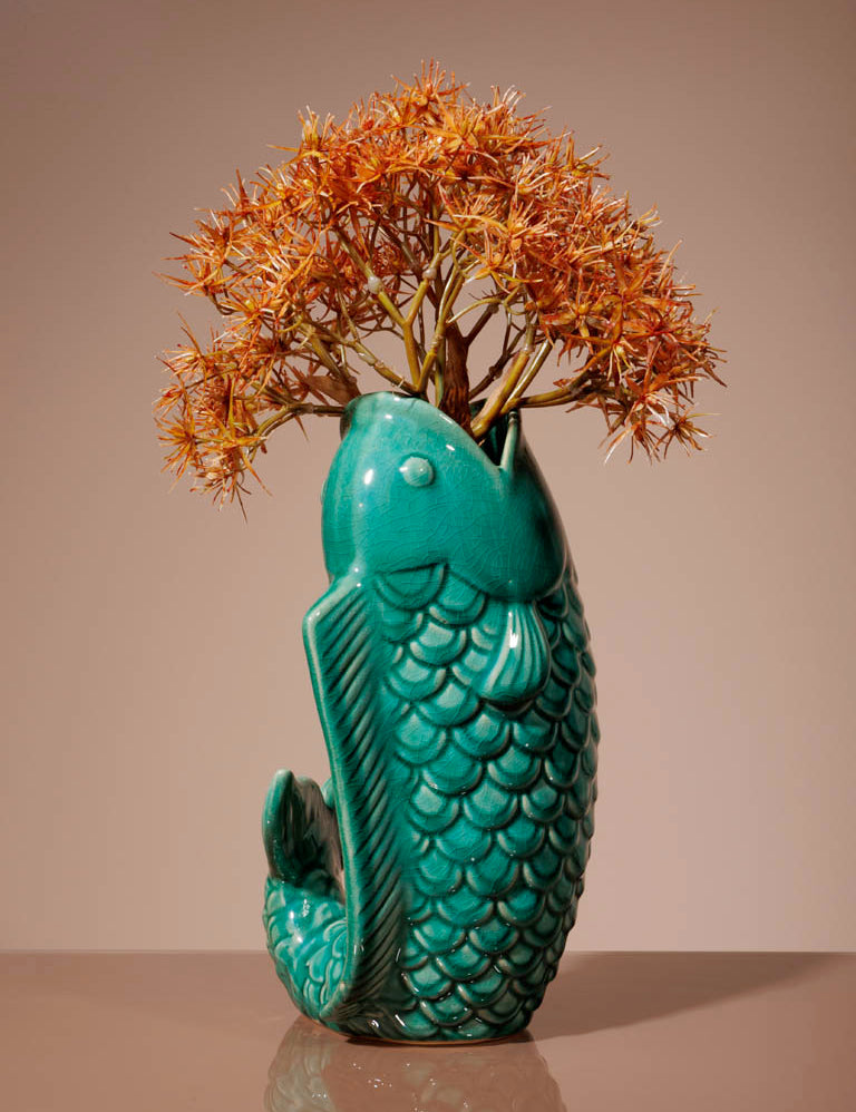 Fiskevase i keramik | Grøn Gluggle Jugs