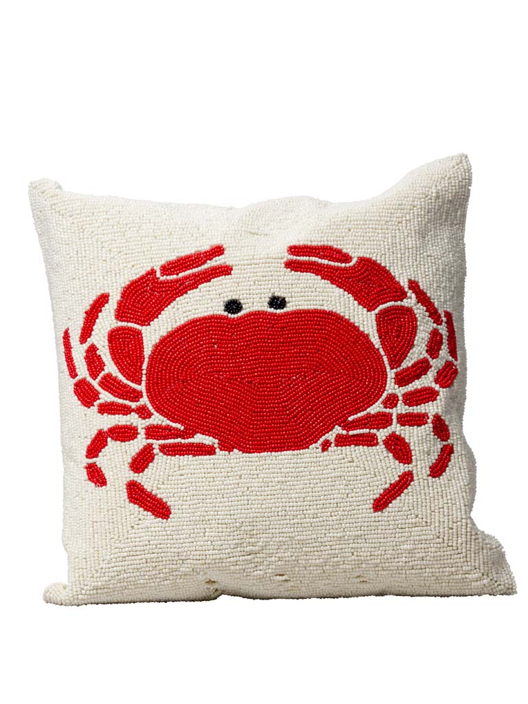 Pude med perler og rød krabbe | 35 x 35 cm Jou Quilts