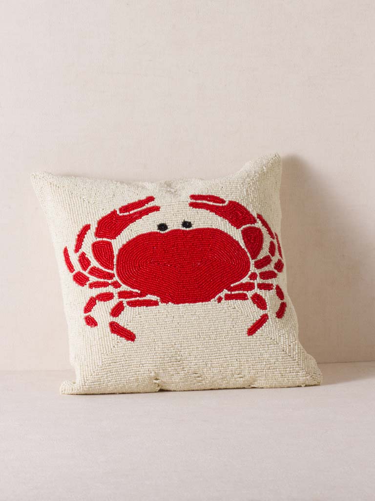 Pude med perler og rød krabbe | 35 x 35 cm Jou Quilts