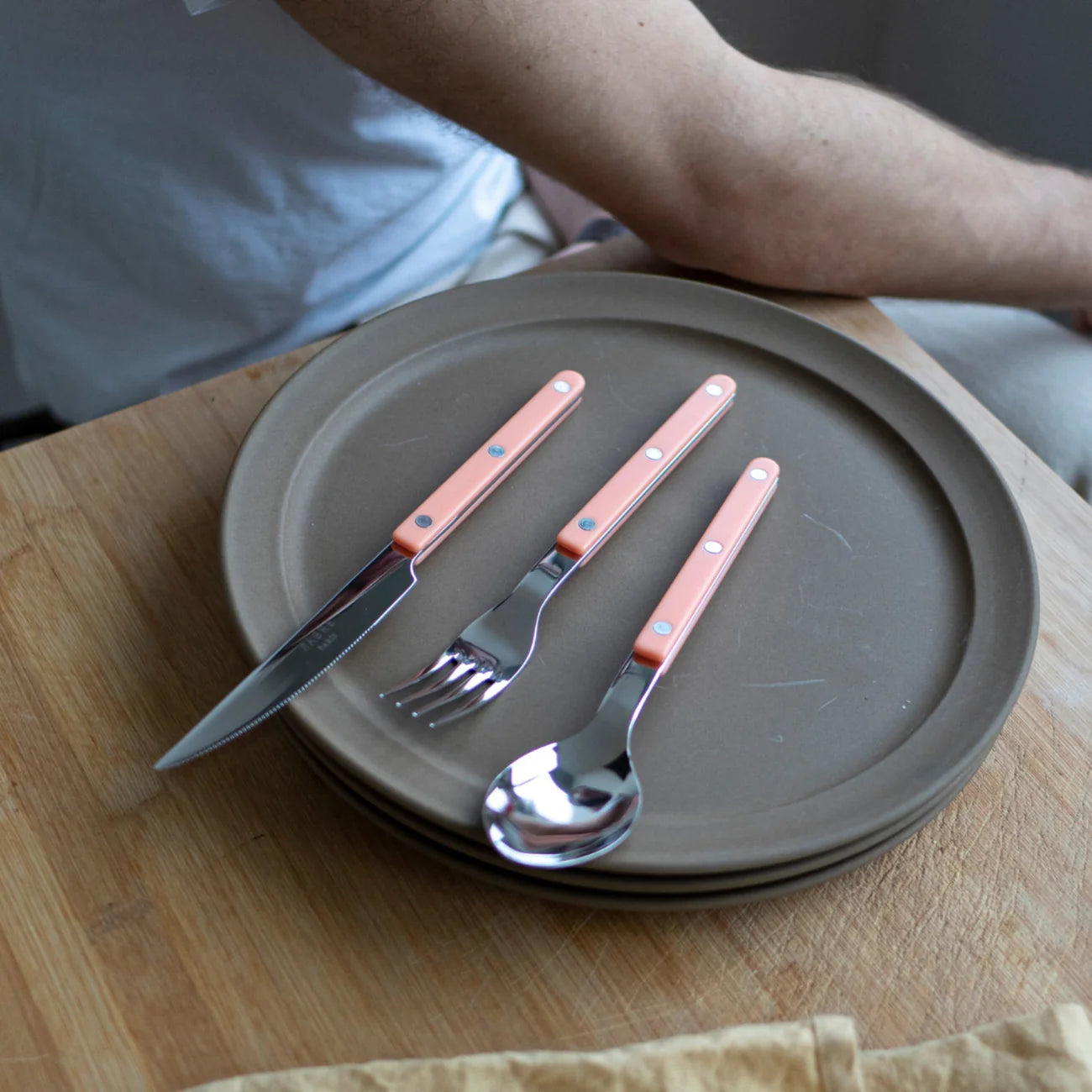 Bistrot Solid Bestiksæt 4 dele | Nude Pink (ferskenfarvet) Sabre Paris