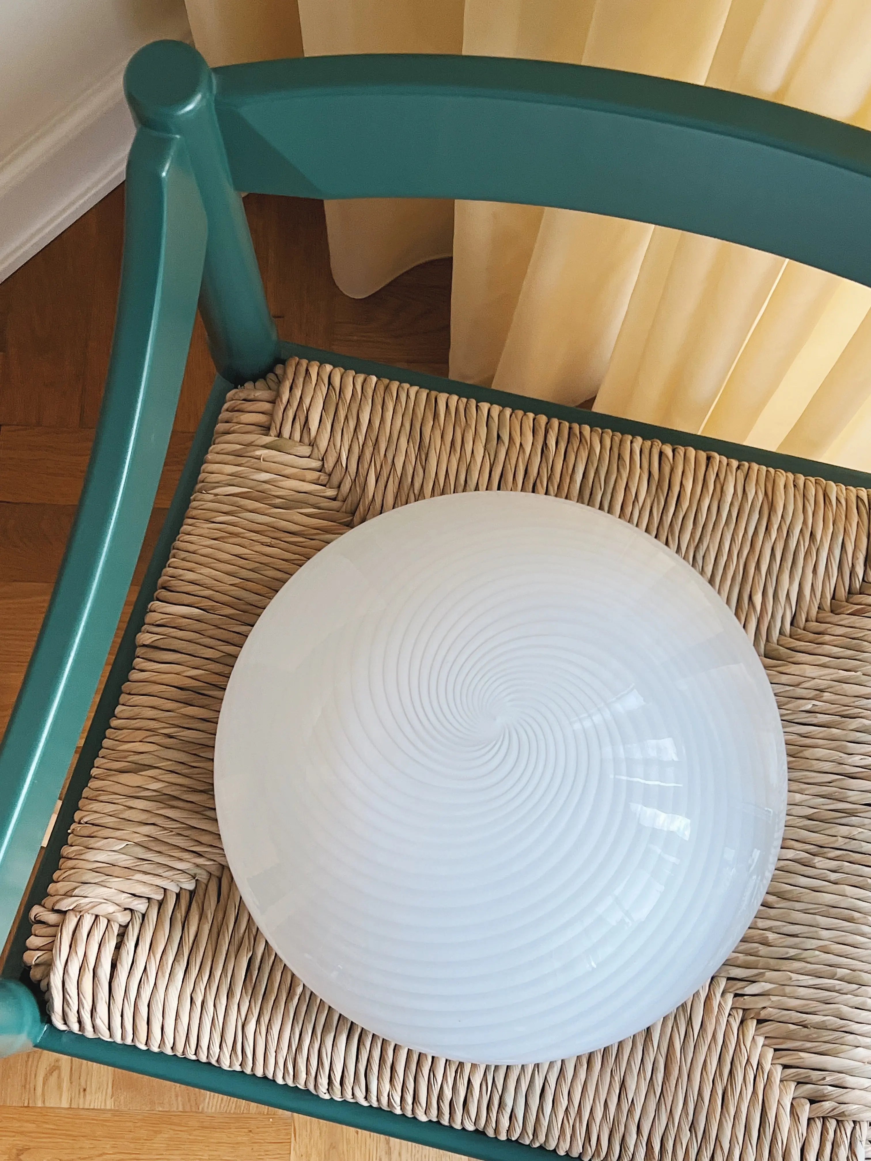 Vintage Murano plafond loftlampe/væglampe | Hvid, Ø33 cm Murano