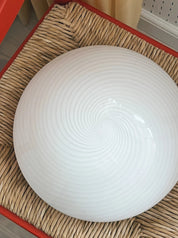 Vintage Murano plafond loftlampe/væglampe | Hvid, Ø33 cm Murano