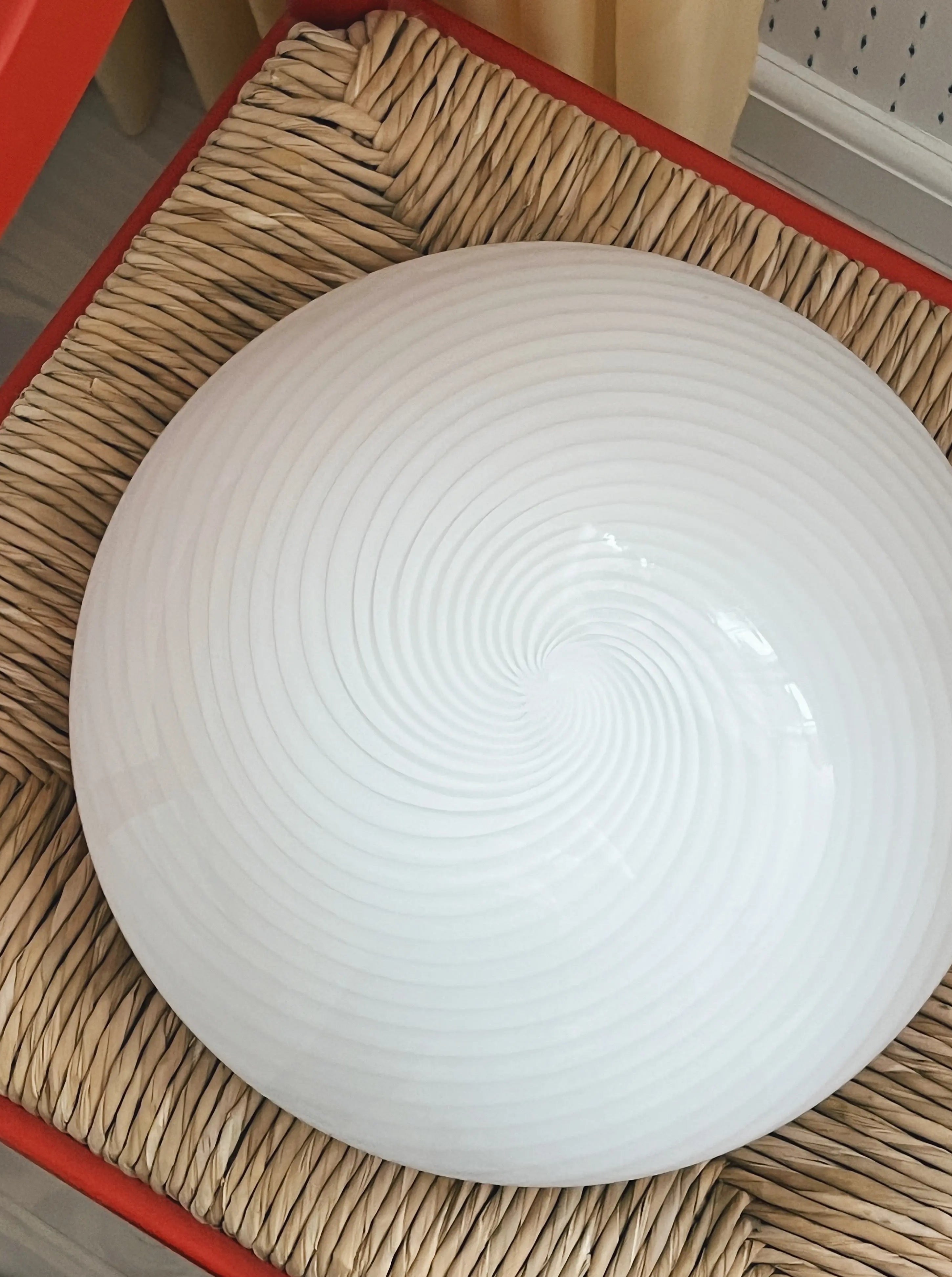 Vintage Murano plafond loftlampe/væglampe | Hvid, Ø33 cm Murano