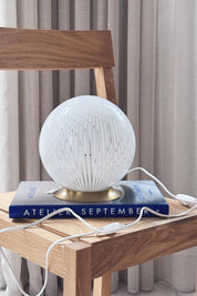 Murano filigrana table lamp with new white cord and switch, ready to use