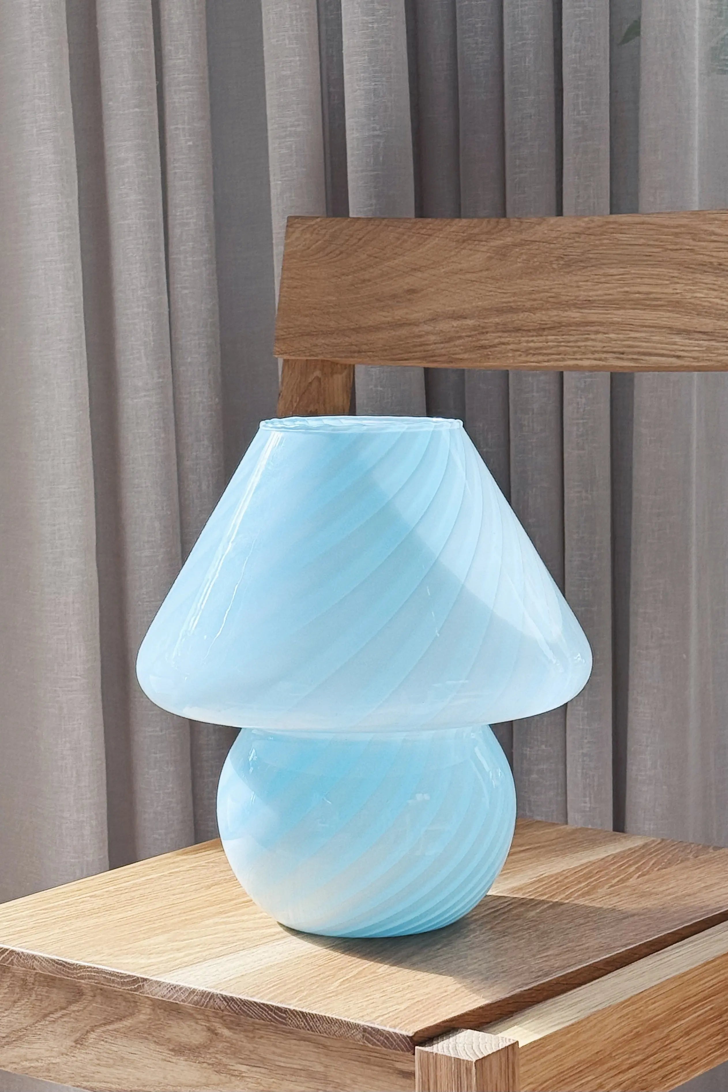 Vintage Murano mushroom table lamp in blue glass from Studio Hafnia, H26 × Ø24 cm