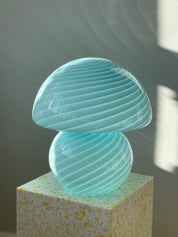 Vintage Murano Vetri Swirl Mushroom bordlampe | Blå, H40 cm Murano