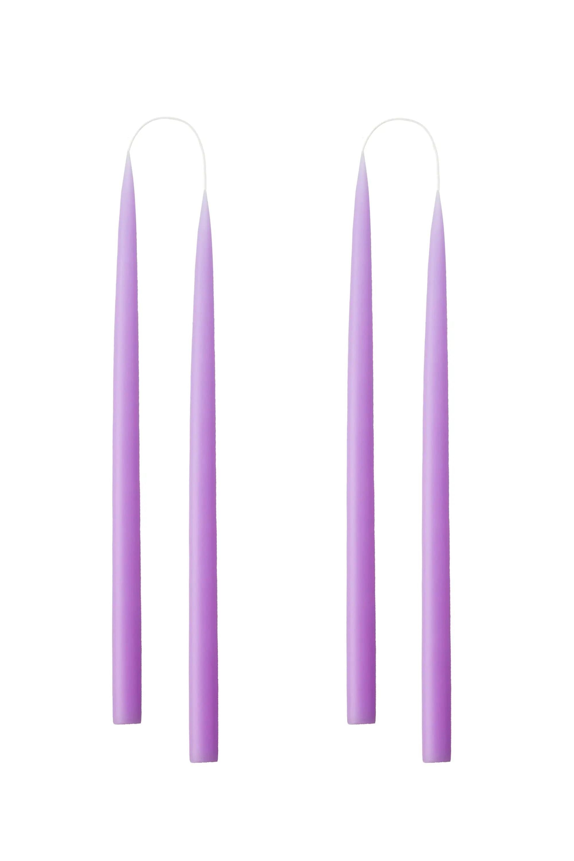 2 stk. hånddyppede lys - Lyselilla Kunstindustrien