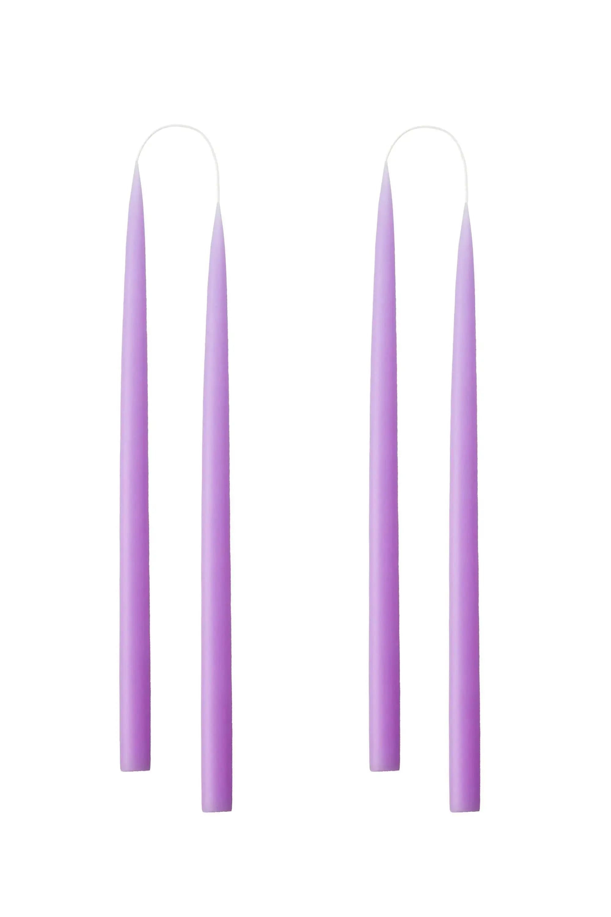 2 stk. hånddyppede lys - Lyselilla Kunstindustrien