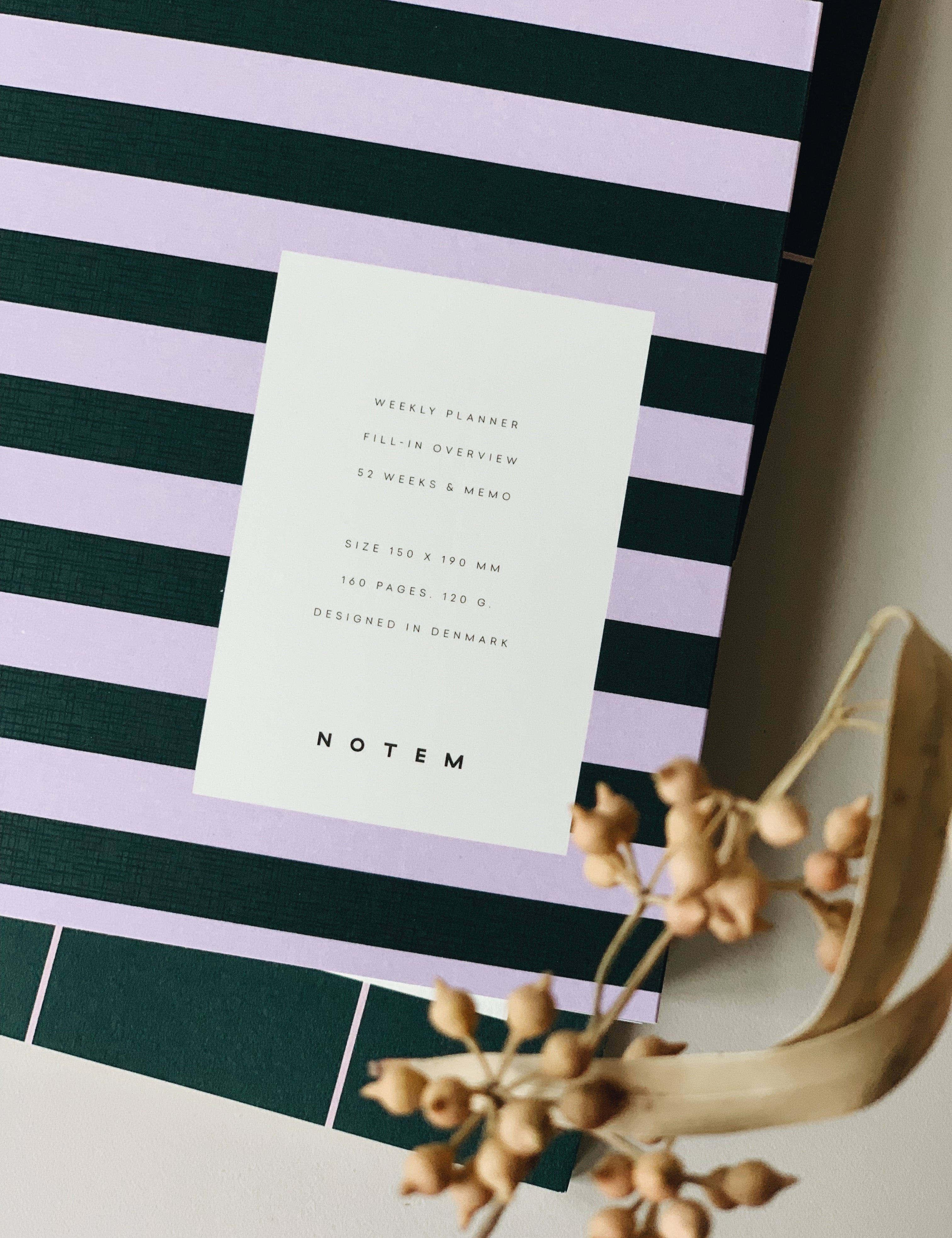 Notem studio, Uma Weekly Planner, medium, Rose & Green Notem studio