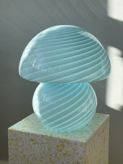 Vintage Murano Vetri Swirl Mushroom bordlampe | Blå, H40 cm Murano