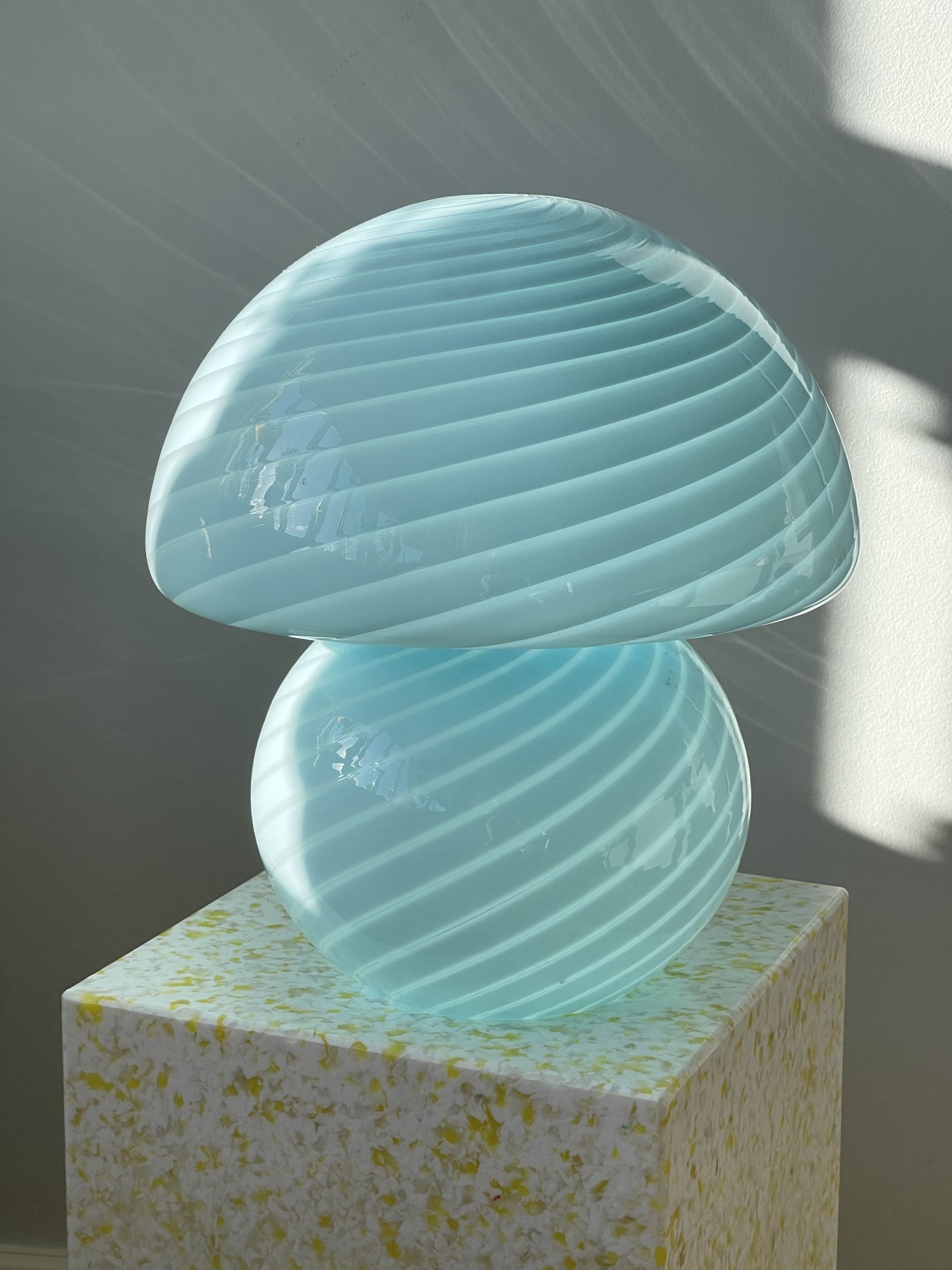 Vintage Murano Vetri Swirl Mushroom bordlampe | Blå, H40 cm Murano