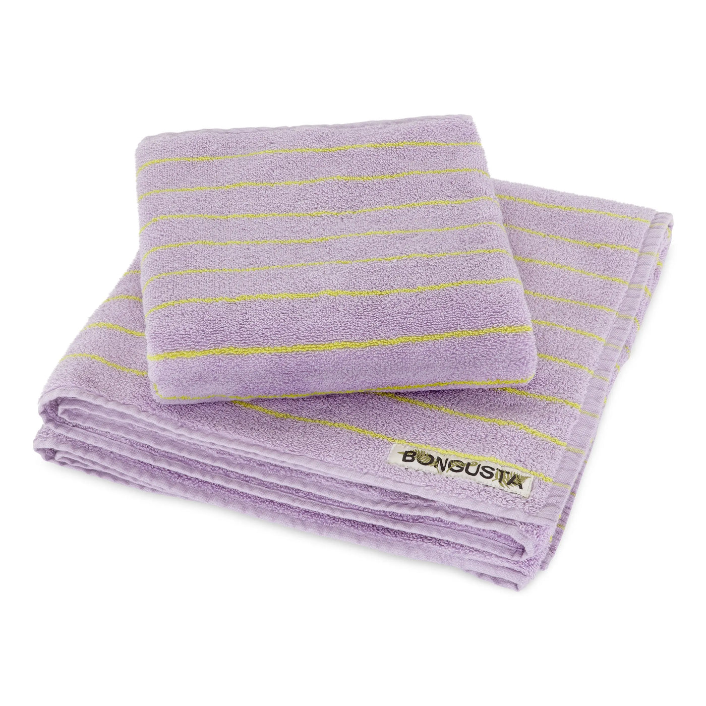 Bongusta Naram håndklæde | Lilac & neon yellow (thin stripe) - 2 størrelser Bongusta