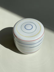 Flerfarvet Spiralstribet Bonbonniere (Lågkrukke) Studio Hafnia