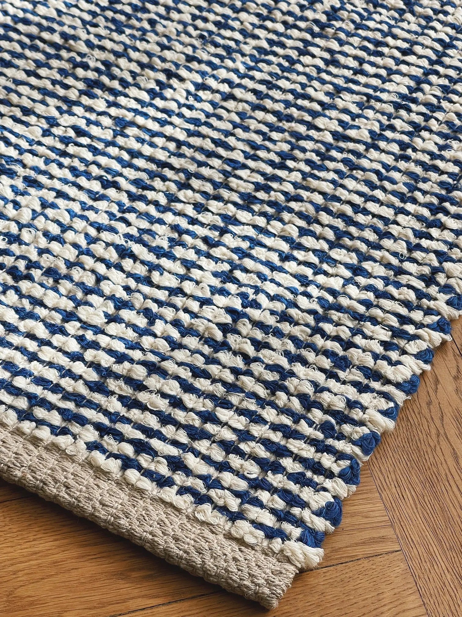 Gulvtæppe i bomuld | Beige/blå 70x140 cm Casa Cubista