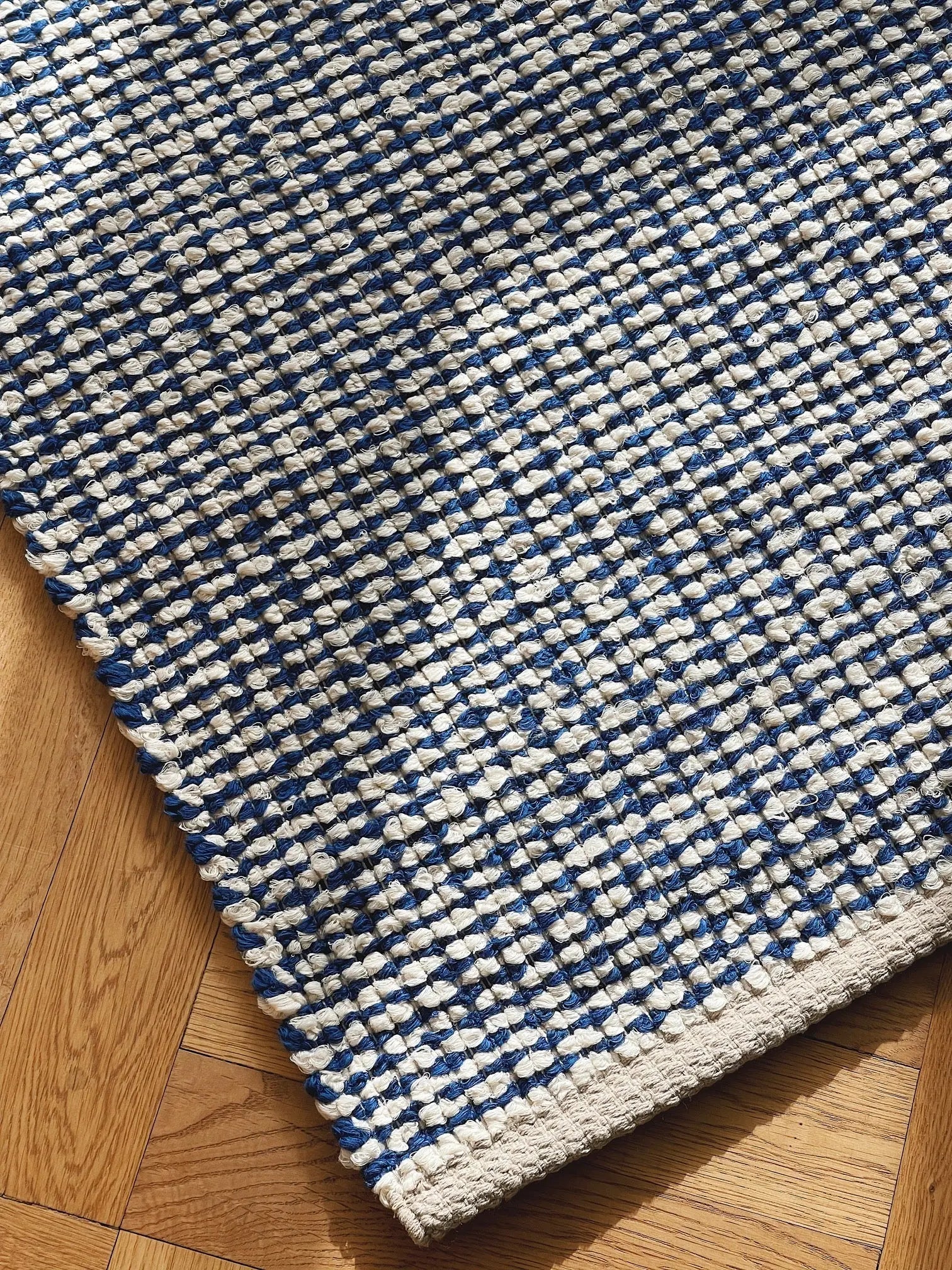 Gulvtæppe i bomuld | Beige/blå 70x140 cm Casa Cubista