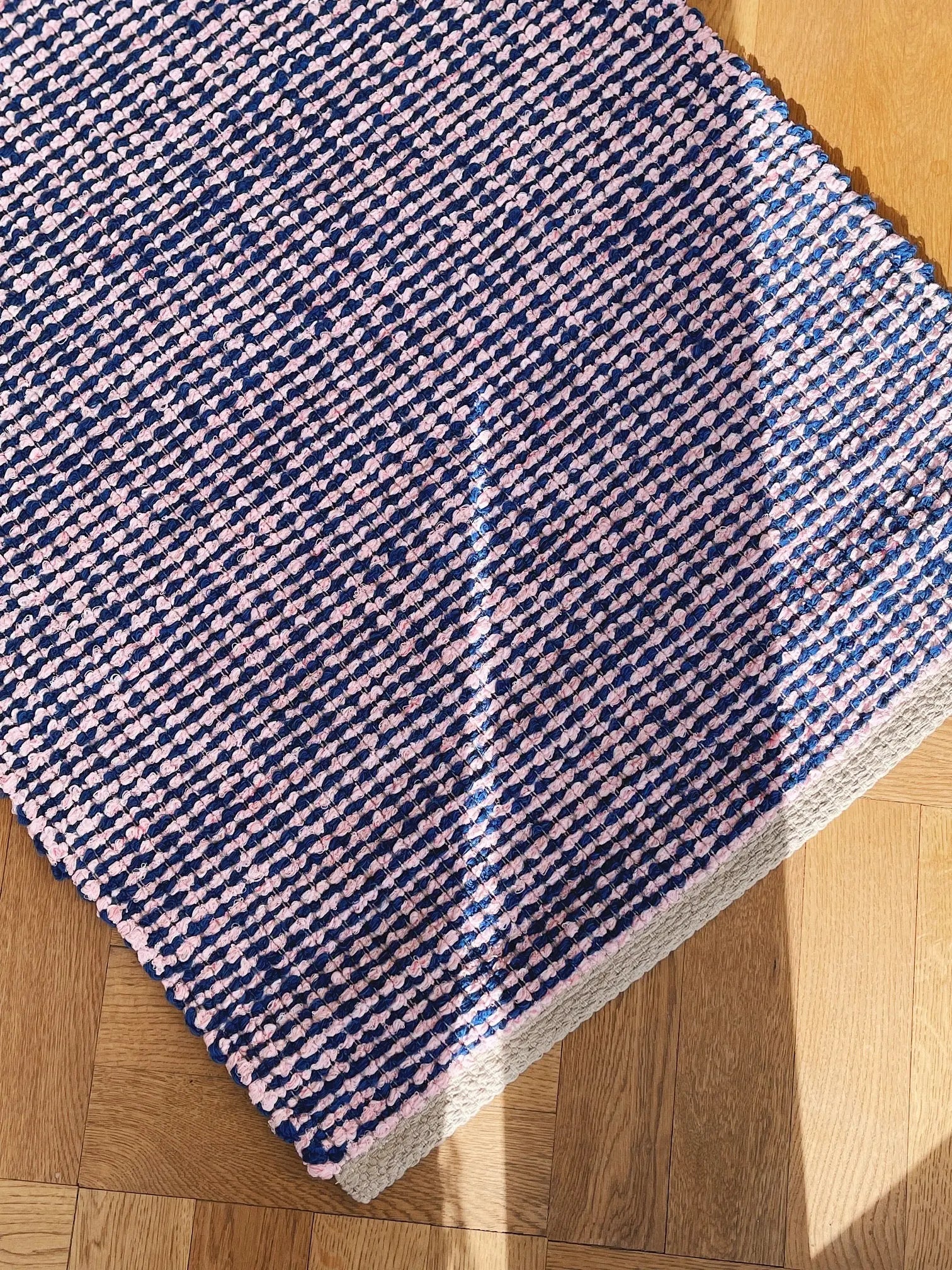 Gulvtæppe i bomuld | Blå/pink 70x140 cm Casa Cubista