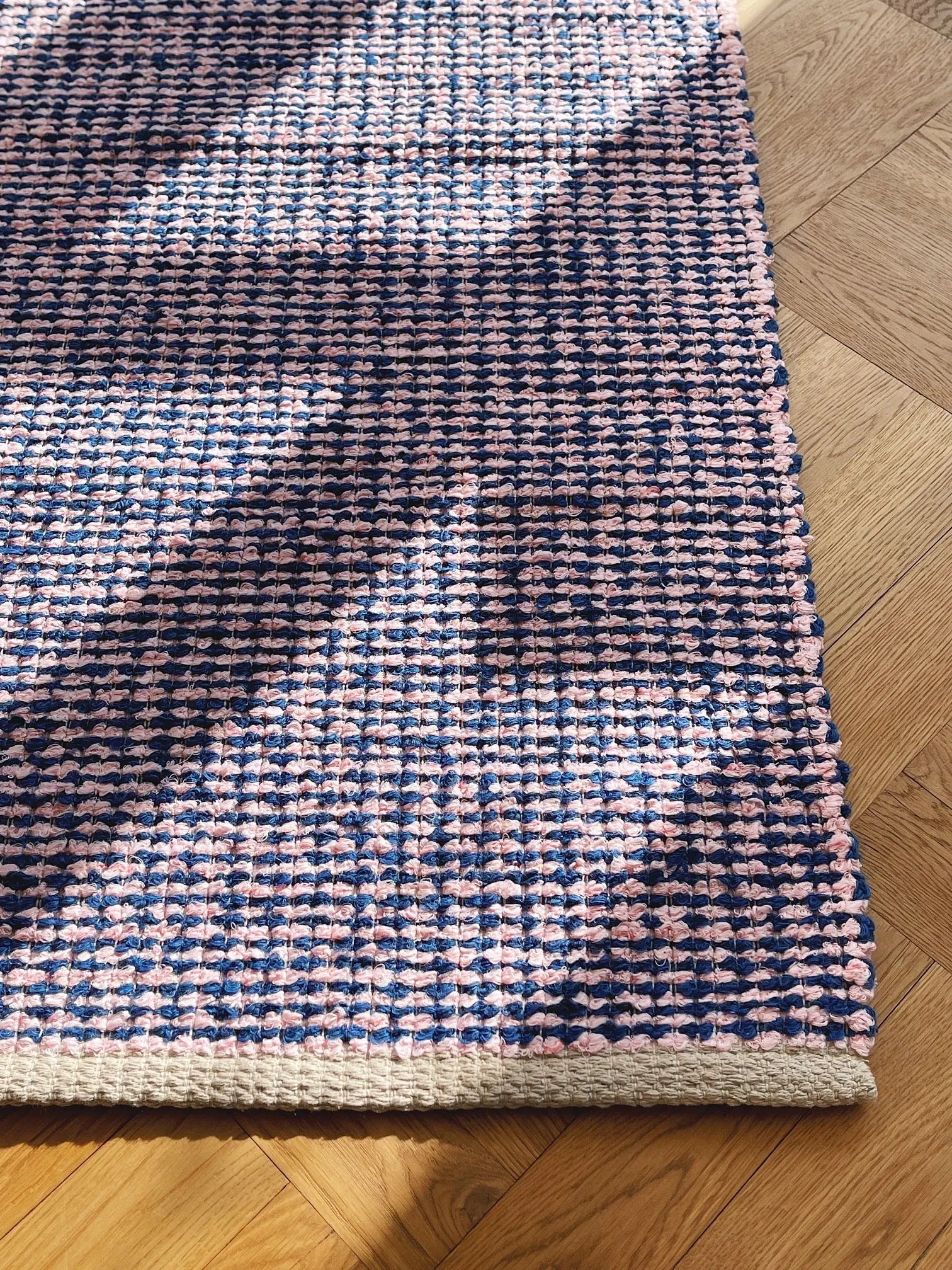 Gulvtæppe i bomuld | Blå/pink 70x140 cm Casa Cubista