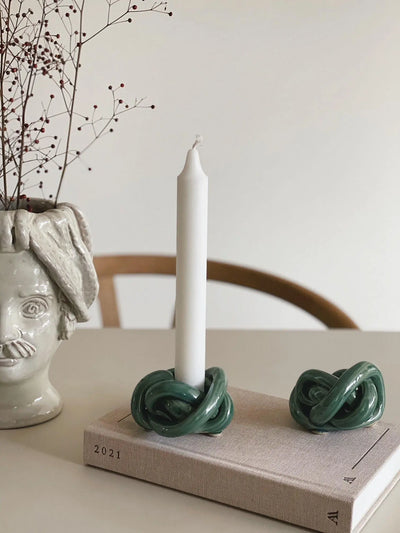 Håndlavet lysestage i keramik fra Anna Wadle  | Grøn Anna Wadle