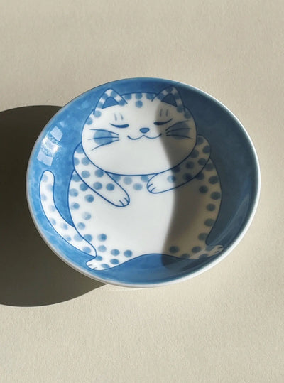 Lille japansk skål med blå kat | Mørkeblå eller lyseblå Studio Hafnia