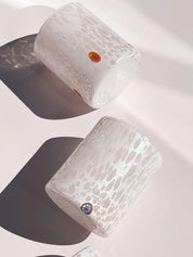 Murano Drikkeglas med flad bund | Hvid/Pink Murano