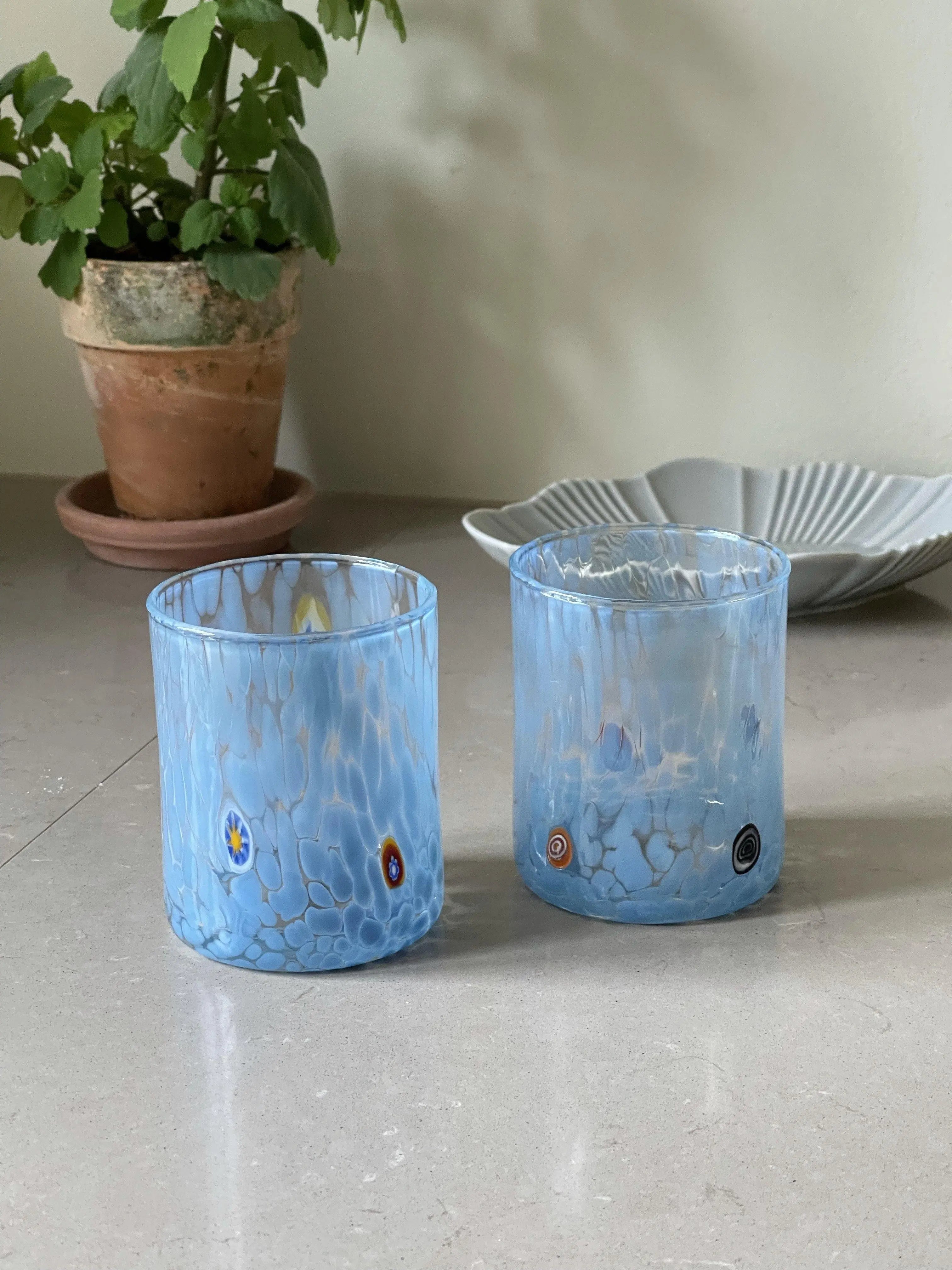 Murano Drikkeglas med flad bund | Lyseblå Studio Hafnia