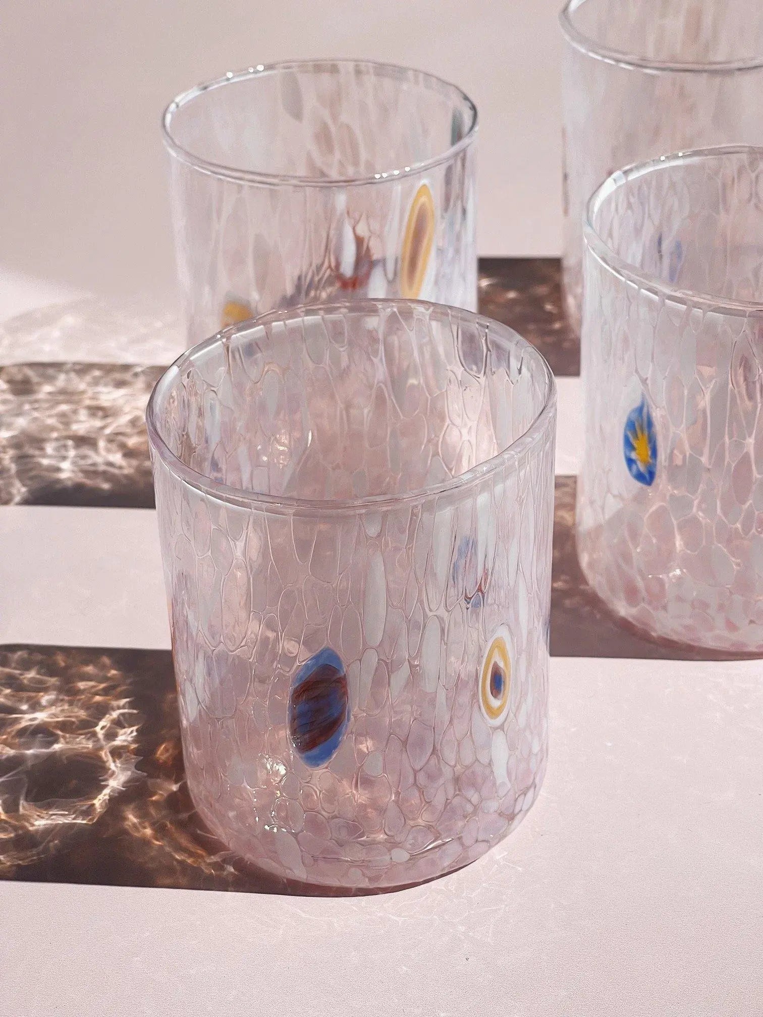 Murano Drikkeglas med flad bund | Pink Murano